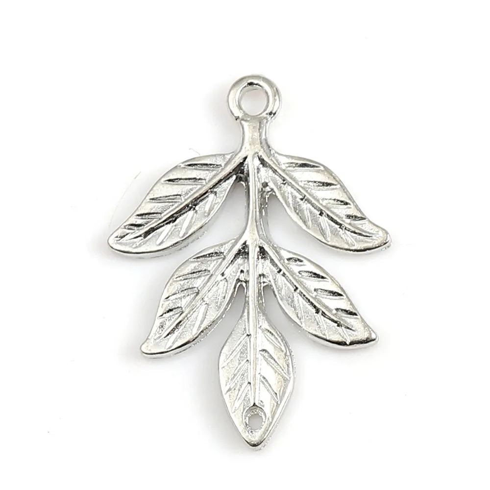 

Doreen Box Zinc Based Alloy Connectors Leaf Dull Silver Color Jewelry Accessories Findings 31mm(1 2/8") x 23mm( 7/8"), 20 PCs