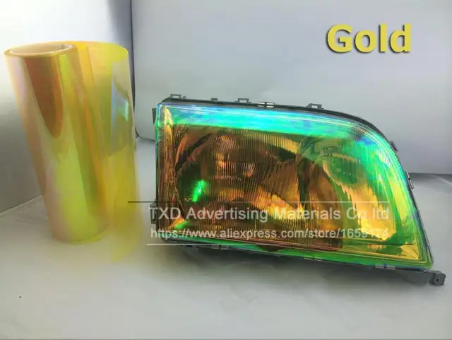 17.75 Inch x 60 Inch Roll VViViD Air-Tint Golden Yellow Chameleon Headlight Taillight Vinyl Tint Wrap Roll 17.75 Inch x 60 Inch Roll VViViD Air-Tint Golden Yellow Chameleon Headlight Taillight Vinyl Tint Wrap Roll