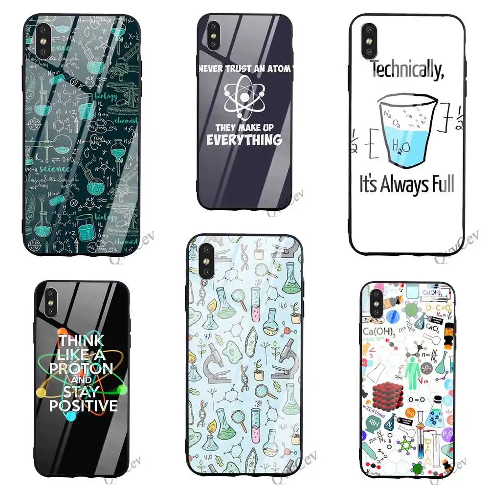 

Slim Biology and Chemistry Tempered Glass Phone Cover for iPhone 5 Case XR X 7 8 Plus 6 6S 5S SE Xs Max TPU