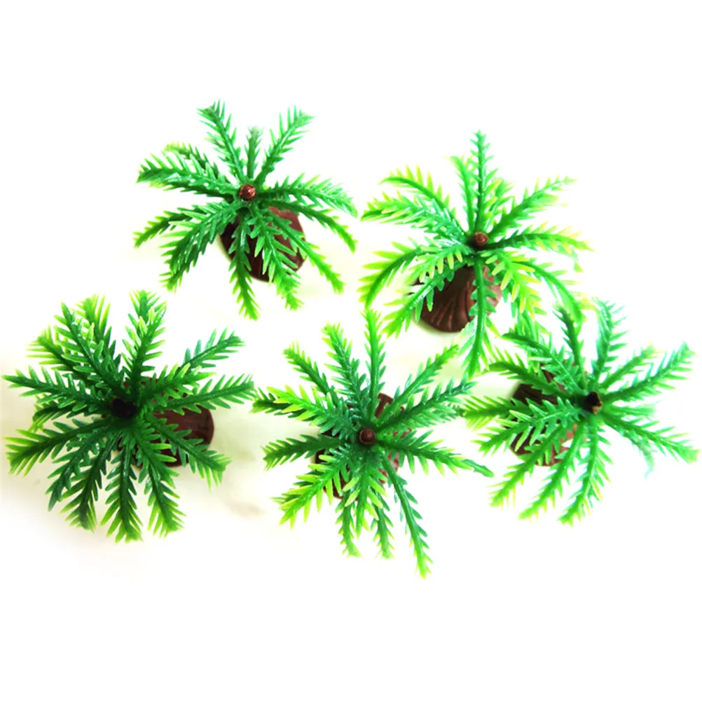 10pcs Mini Landscape Model Palms Tree Fish Tank Decoration Aquatic Plants Green Coconut Green Scenery kids toy