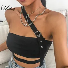 Weekeep, женская черная Открытая Майка, сексуальная уличная одежда, укороченные топы,, летняя мода, женский короткий топ с открытой спиной