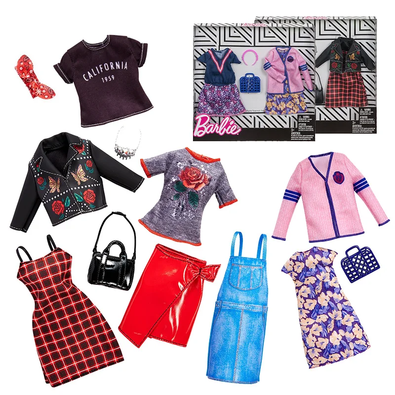 Оригинальные куклы Барби, одежда, платье, сумка, на высоком каблуке, ожерелье с обувью, комплект одежды, игрушки для девочек, модные аксессуары