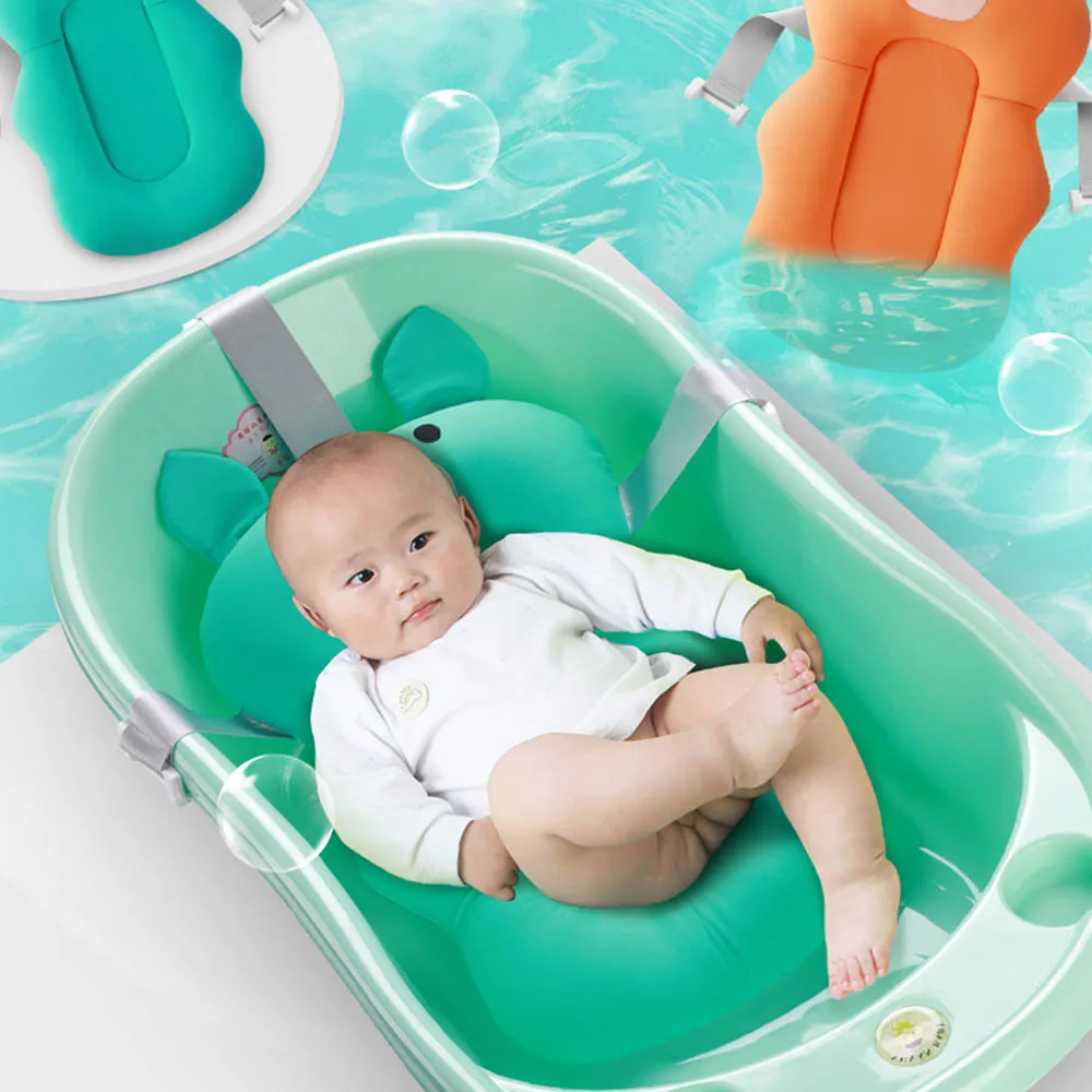 Baby Shower Cushion Bed Non-Slip Bath Net Mat Floating Safety Seat Green 