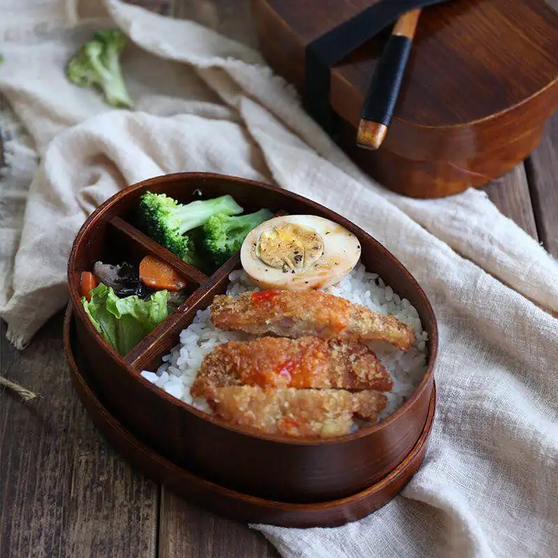 Новые деревянные обеденные Коробки для Еда японский Стиль суши бенто Ланч-бокс для детей Школа Открытый столовая посуда миска Еда контейнер