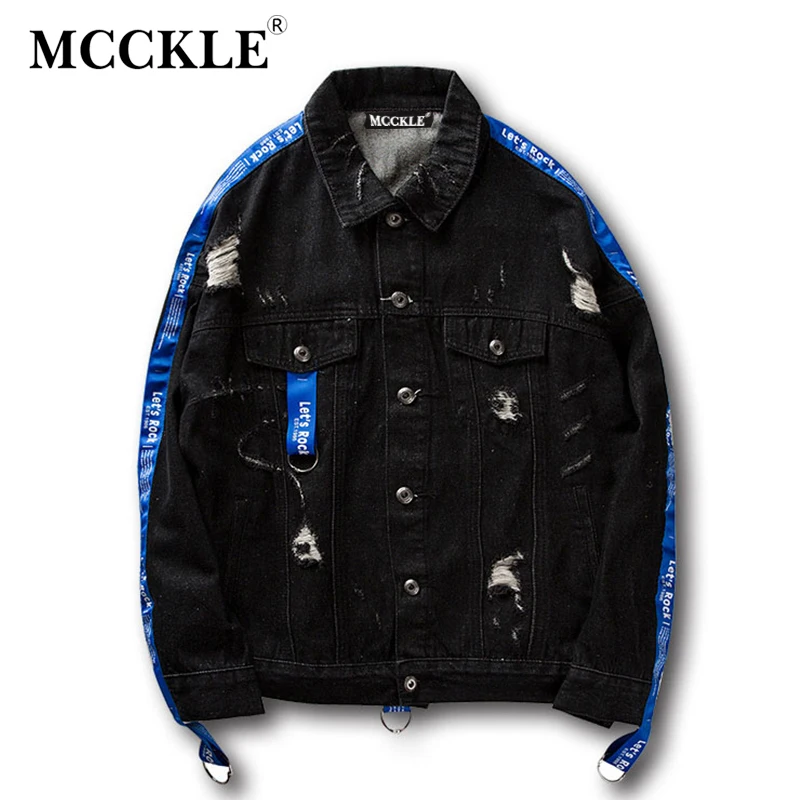 Мужская джинсовая куртка в стиле хип-хоп, черная, рваная, потертая, однобортная, пара курток, пальто,, Весенняя Мужская Уличная одежда
