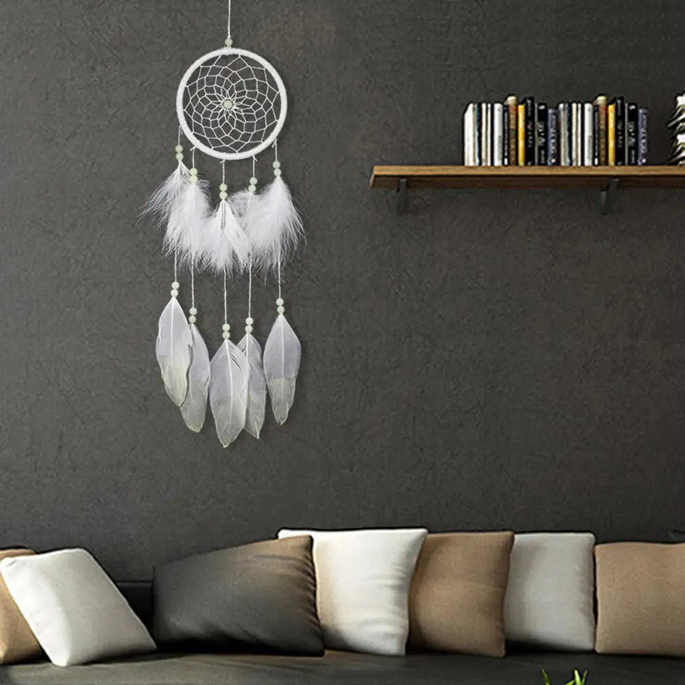 

New Luminous Beads Dream Catcher Luminous Feather DIY Handmade Decoration Crafts
