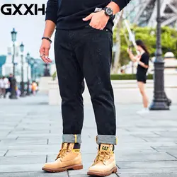Черные прямые джинсы GXXH зима осень большой размер для мужчин Extra Large брюки для девочек Oversize Мужчин's Trsousers деним мужской свободный крой Джинс