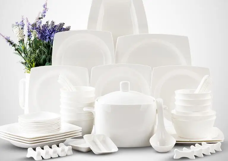 Наборы посуды бытовые наборы посуды белая фарфоровая посуда рисовые чаши блюда и тарелки