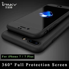IPaky ультра тонкий 360 Полный для iPhone 7 Чехол + закаленное стекло Экран протектор для iPhone 7 Plus чехол всего тела Чехол для iPhone 7