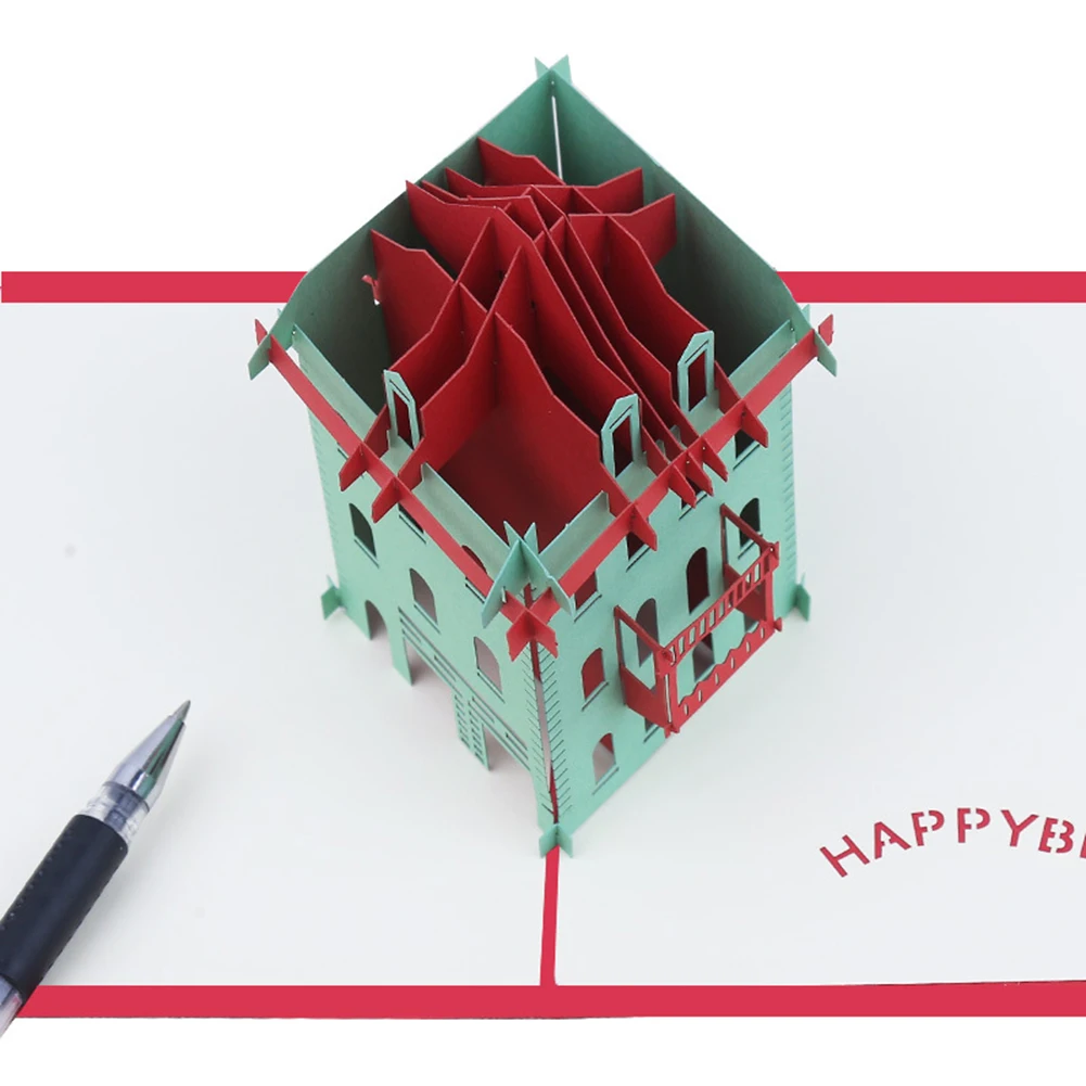 Креативный ручной креативный 3D Pop Up House с днем рождения работы Поздравительная
