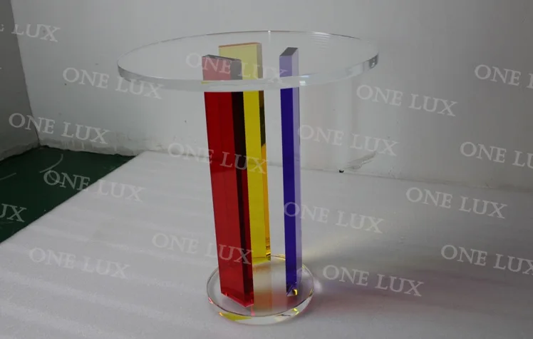 ONE LUX Acrylic Rainbow Coffee Table, Round Lucite Living room Tables Small Size