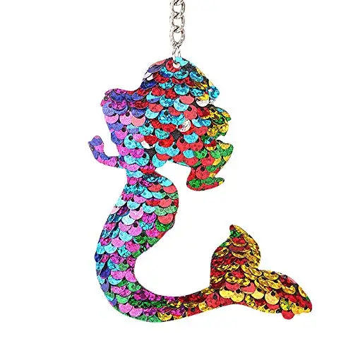 

METABLE 3PCS Sequins Mermaid Tail Keychain Charms Paillette Pendants Fish Keyring Diy Mermaid Keychain Jewelry Colorful