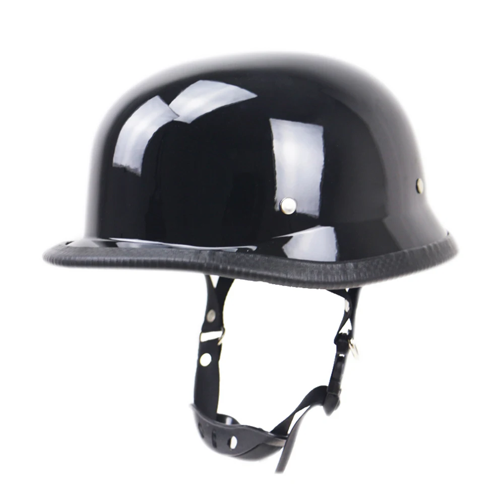 Motorcycle Carbon Fiber Black German Half Face Helmet Chopper Cruiser