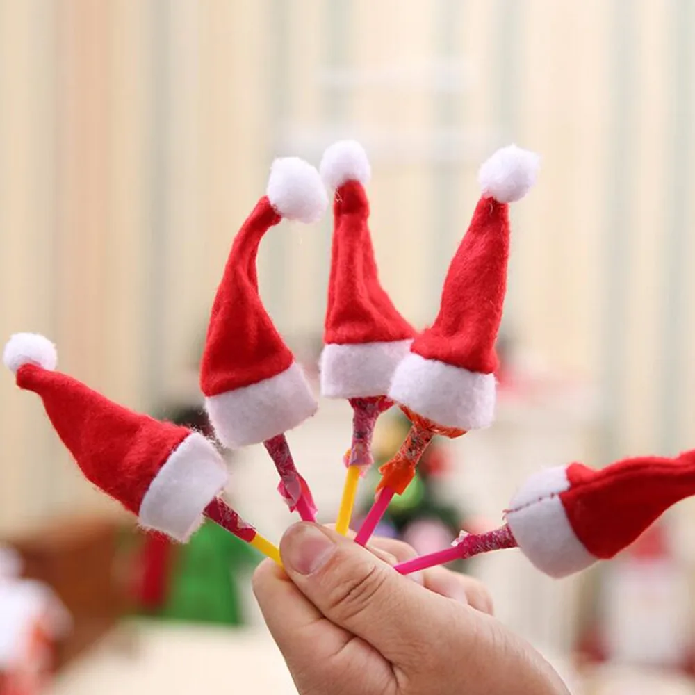 6 шт. мини-шляпа Санта-Клауса, рождественские, вечерние, праздничные, леденцы, топ-Топпер, декоративные креативные шапки, рождественский подарок для дома