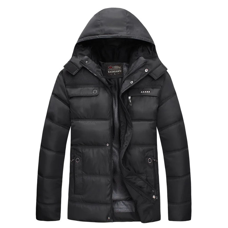 New 2016 Men Winter Black Jacket Parka Warm Coat With Hood Mens Cotton Padded Jackets Coats Jaqueta Masculina Plus Size NSWT015