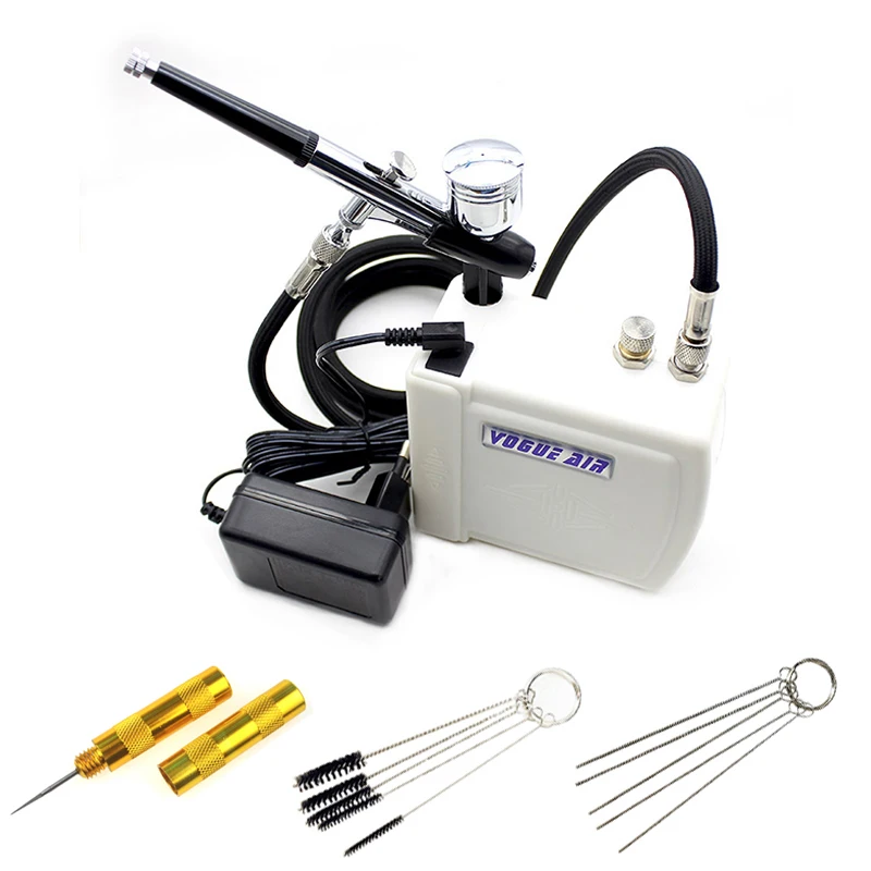 Escova de ar Arma para a Arte do Unha Mini Dupla Ação Airbrush Compressor Kit 12v Pintura Maquiagem Bolo Ofício Modelo Aerógrafo Ferramenta Mais Limpa