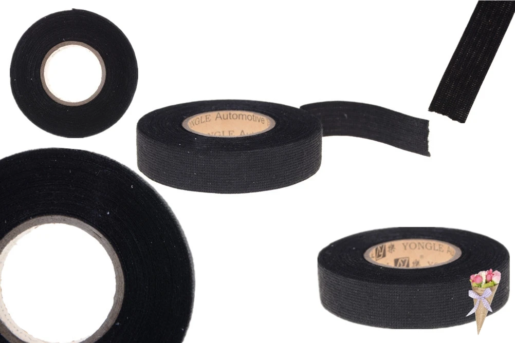 Universal Flannel fabric Cloth Tape automotive wiring harness Black