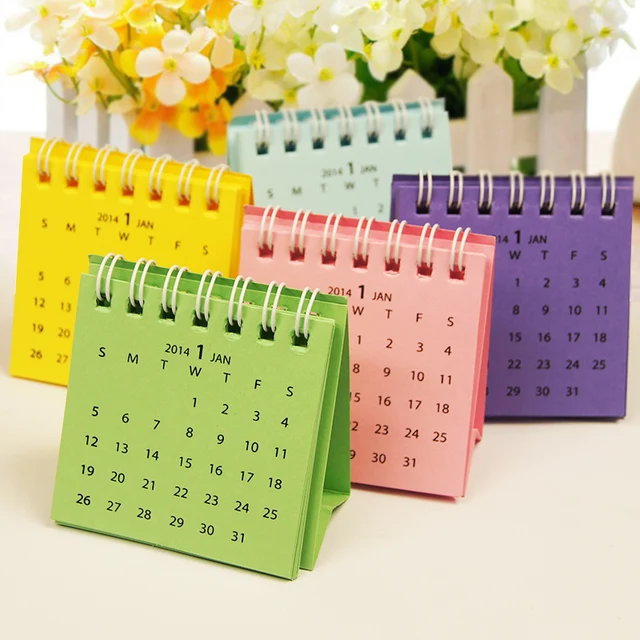 Mini multicolour small desk calendar pocket size small calendar