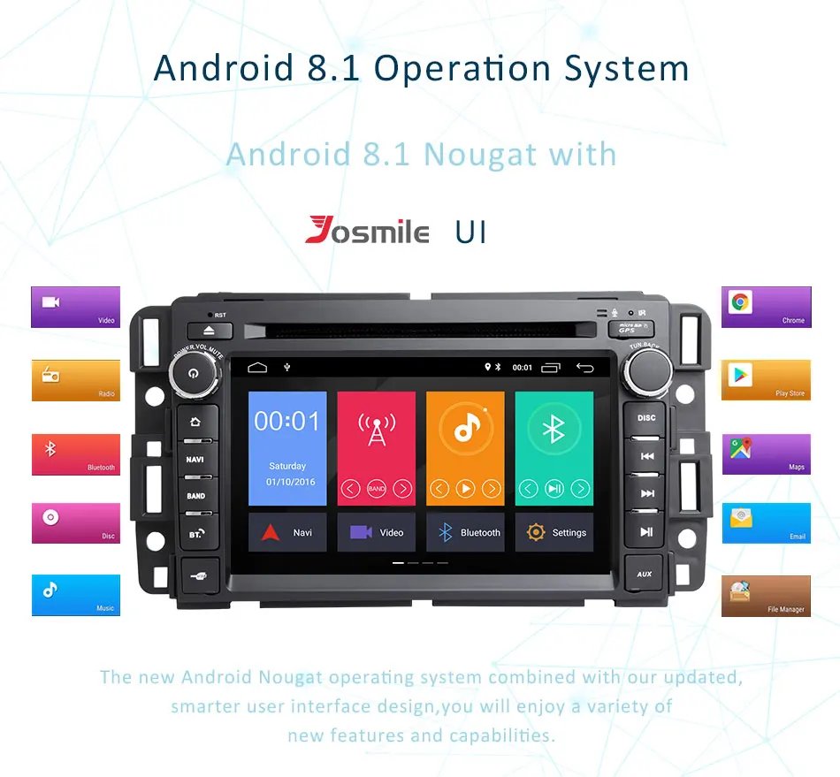 Sale Android 8.1 Car DVD Player Quad CoreFor Chevrolet Tahoe Traverse BUICK Enclave GMC HUMMER Multimedia Radio GPS TPMS Canbus Wifi 1