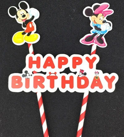 1 комплект Микки Минни Маус кекс торт Топпер мультфильм животных флажки для торта с бумажной соломинкой Дети День рождения Аксессуары для выпечки - Цвет: 21