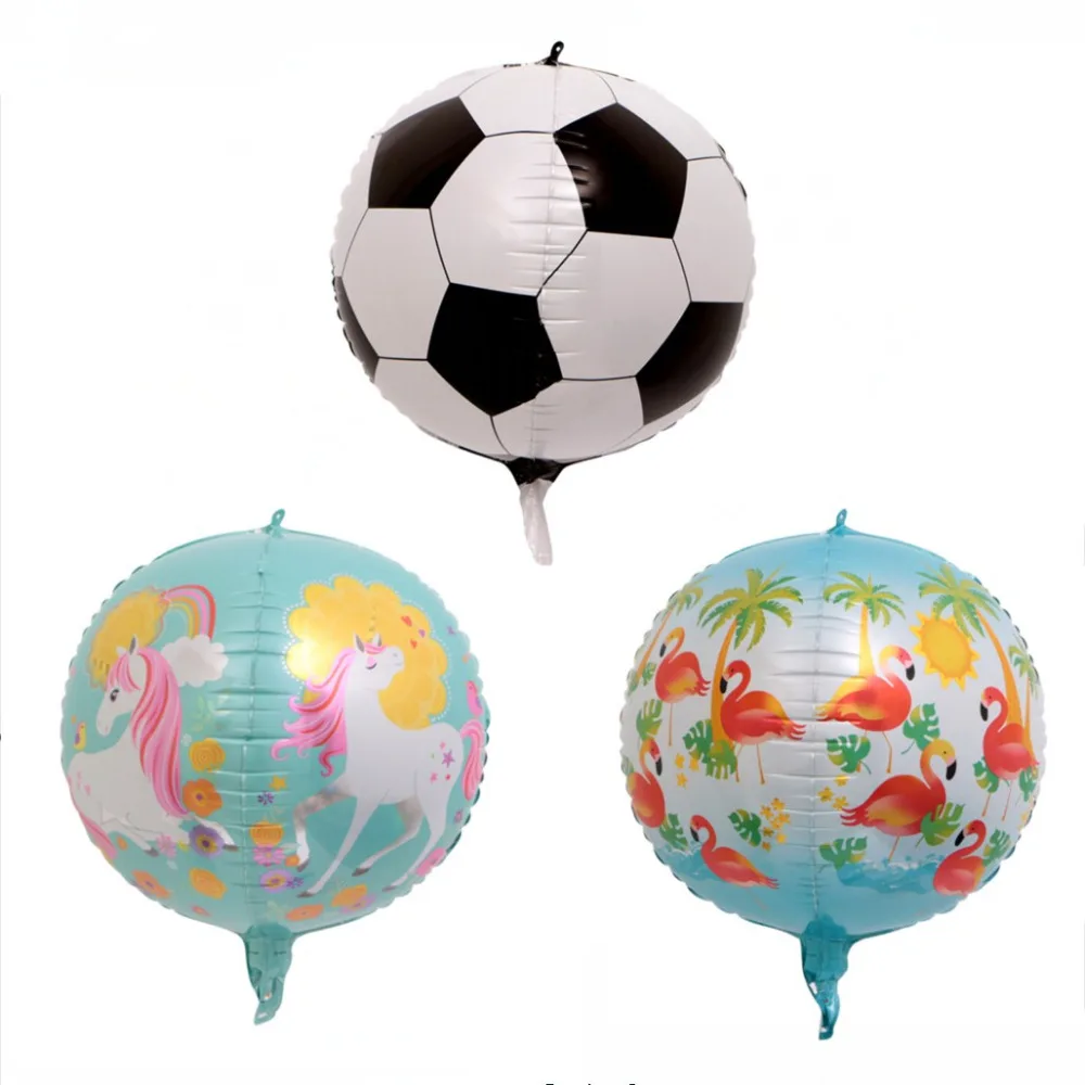 

20pcs/lot 4D 22inch Pure Multiple colors balloons Lovely Unicorn Flamingo Footall Pattern for Kids Toy Parties Wedding Decor