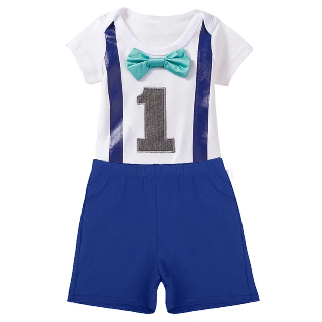 Baby Boys Girls 1st Birthday Cake Smash Outfits Romper Shorts For