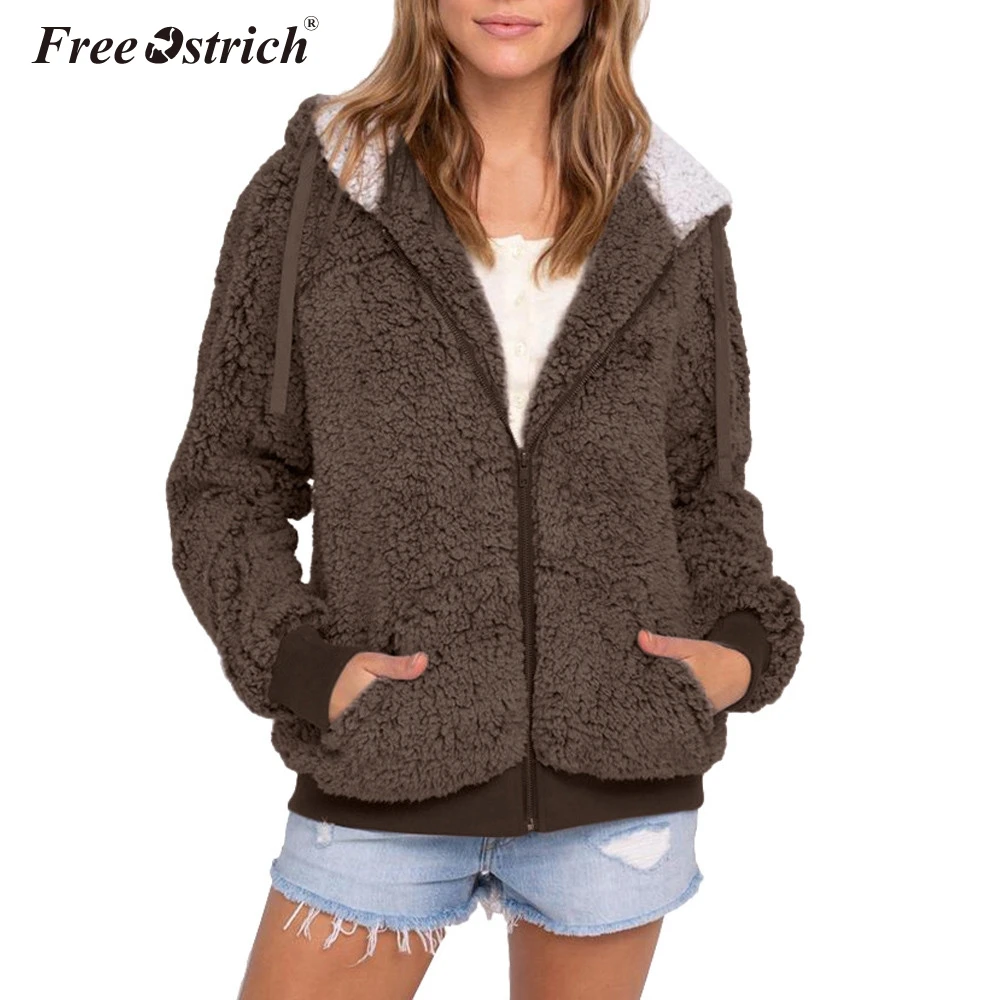 

Free Ostrich fleece faux jacket coat women autumn winter warm thick teddy coat female casual overcoat oversize outerwear N30