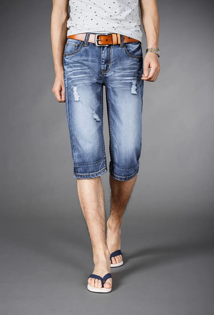 New summer length Jeans Men's denim pants shorts Jeans large size ripped jeans men -