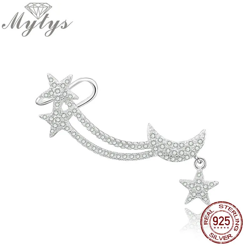 

Mytys 925 Sterling Silver Creative Single Piece Clip Earring Ear Cuff High Level Cubic Zircon Full Setting Silver Earrings CE426