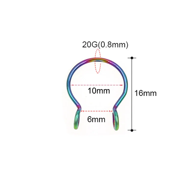 1 шт. 0,8*10 мм розовое золото цвет поддельные пирсинг кольцо с искусственной перегородкой обруч поддельные нос кольцо поддельные пирсинг Cilp на носу кольцо не пирсинг кольцо