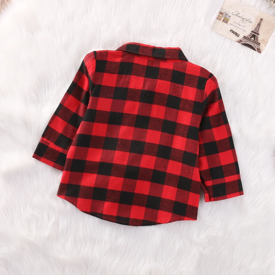 Fashion classic Autumn Baby Kids Boys Girls Long Sleeve Shirt Plaids Checks Tops Blouse Clothes Outfit