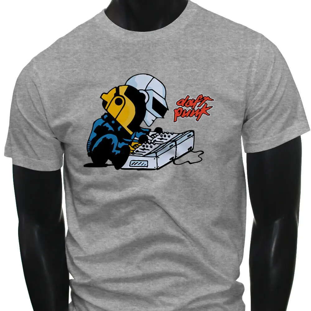 DJ EDM Music Daft Punk Charlie Brown Mens Gray T Shirt Fashion T shirt Hipster Cool TopsT