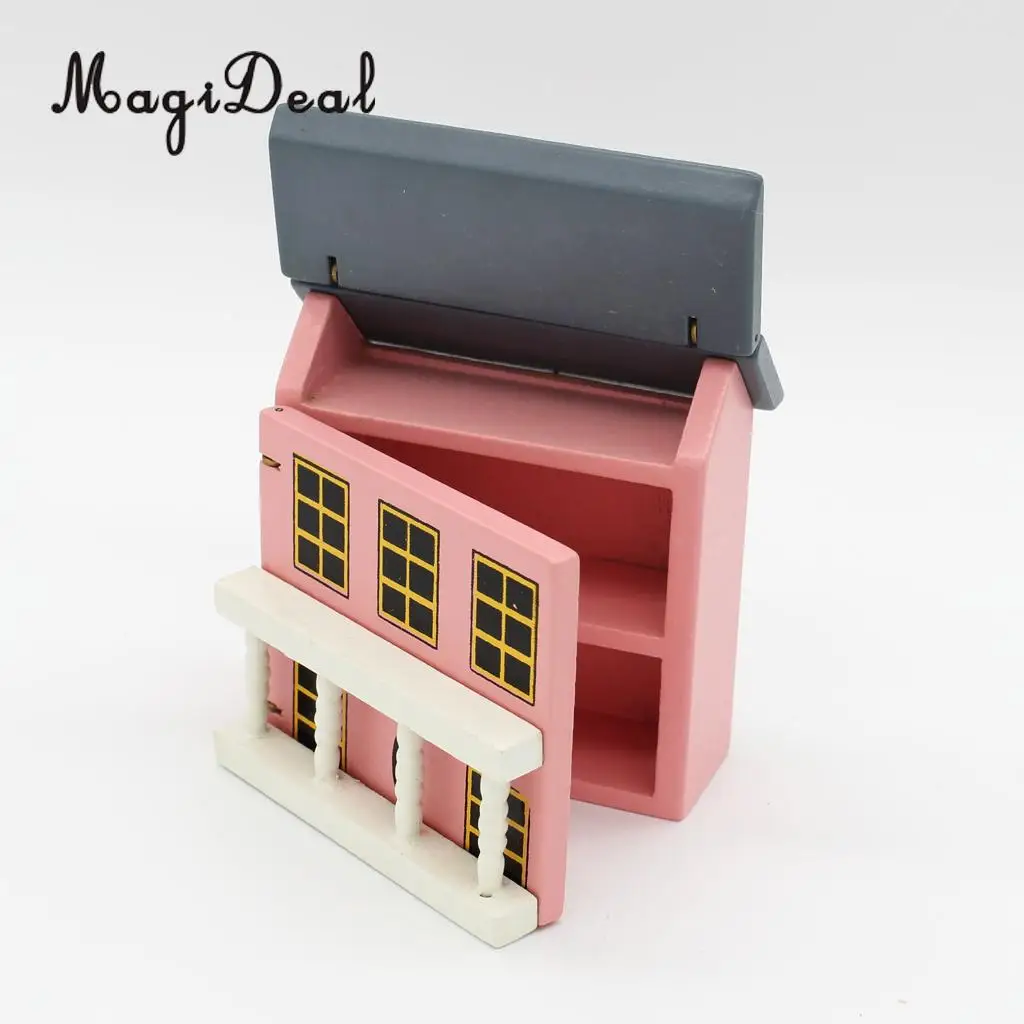 MagiDeal 1/12 Scale Mini Dollhouse Miniatures Villla Wood House Model for Bedroom Livingroom Decor Children Pretend Play Toy