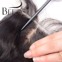 Шёлковые подкладки волнистые натуральные пряди Remy перуанские человеческие волосы 4x4 шелковое закрытие средняя часть часть обесцвеченные волосы на ленте Beeos