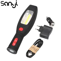 SANYI 2 светодио дный режима портативный светодиодный рабочий фонарик инспекционный фонарь лампа с магнитом и вращающимся подвесным крюком