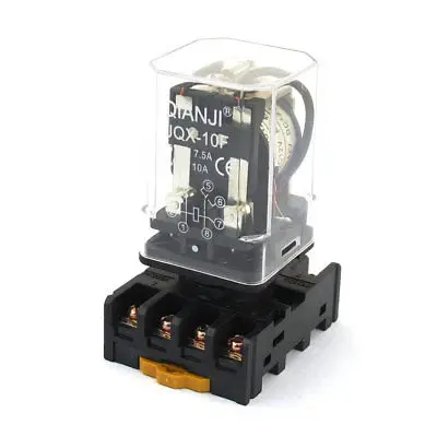 

JQX-10F DC 12V Coil Electromagnetic Relay 8 Connnecting DPDT w Socket Base