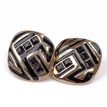 

Concise design black enamel dinosaur earrings