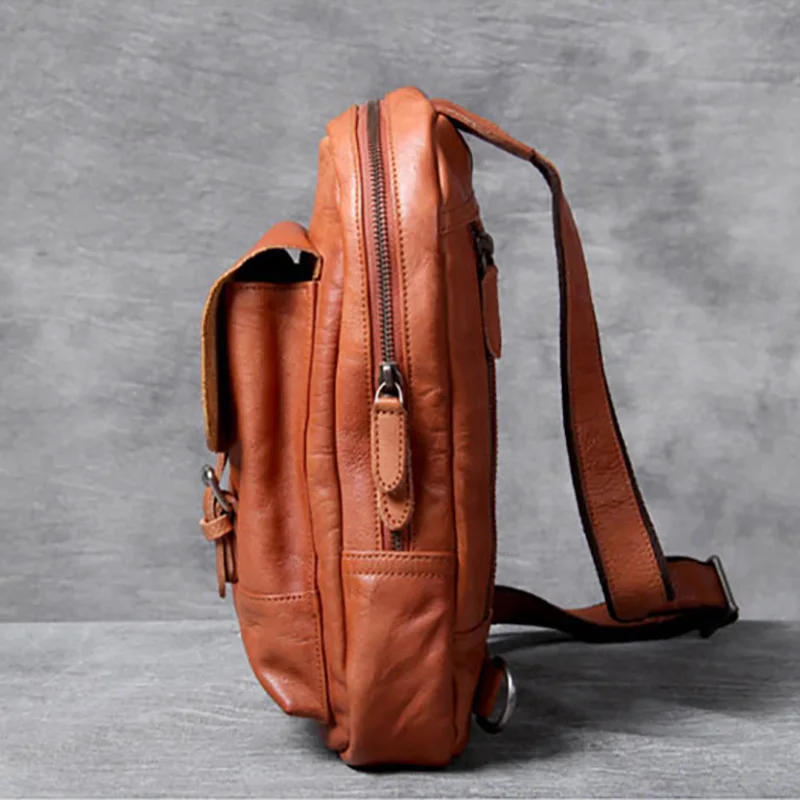 AETOO Retro head cowhide chest bag, handmade new single shoulder crossbody bag, male leather chest bag