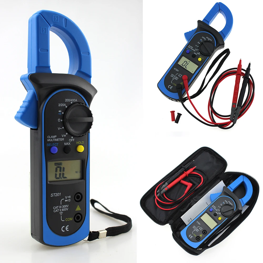 

ST-201 Digital Multimeter Auto Range Clamp Tester Meter DMM AC DC Volt Ohm Frequency Clamp MultiMeter Best Accuracy P25