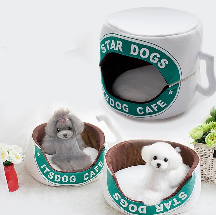 Tea Coffee Cup Pet Cushion Dog Bed House Cat Bed Cushion Kennel Pens