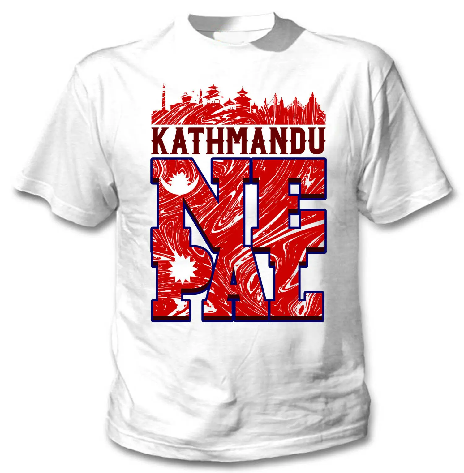 

Kathmandu Skyline Nepal - Men's New Cotton White Tshirts Graphic Tees Men