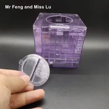 Фиолетовый 3D пространство деньги Лабиринт банк Сохранение Монета Подарочная коробка 3D головоломка Лабиринт игры для детей