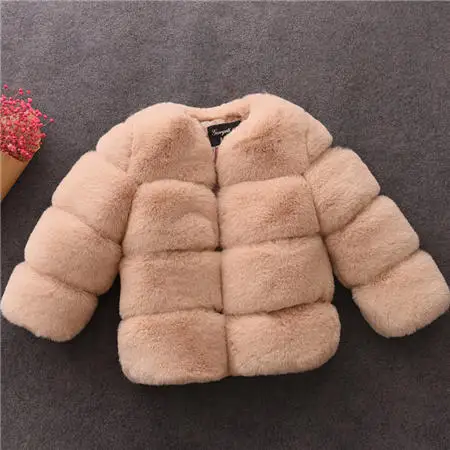 Новинка года, зимнее флисовое пальто с искусственным мехом кролика рекс для девочек пышная теплая куртка Рождественский зимний костюм однотонное пальто для малышей от 3 до 8 лет - Цвет: Style 5