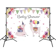 Newborn Baby Shower Background Brown Alpaca Balloons Party Banner Decoration Photographic Props for Photo Studio