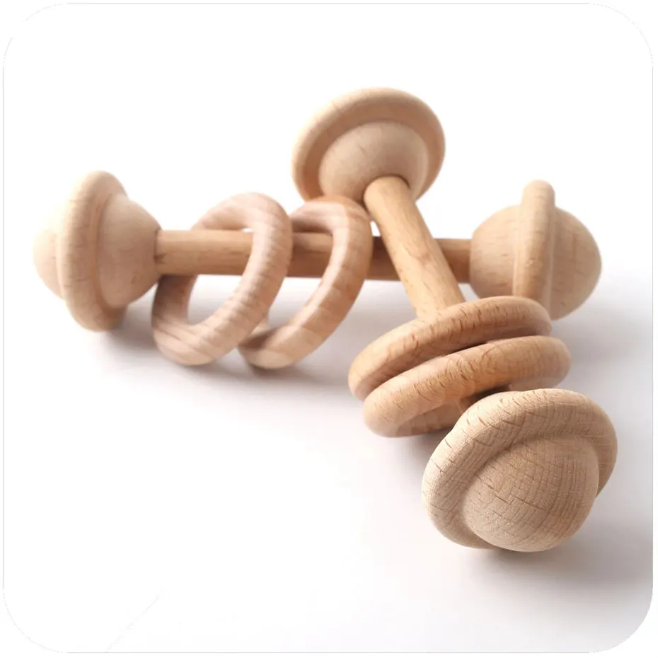 Wooden Rattle Baby Teething Toy Wooden Ring Baby Teether Soft Rattles Musical Educational Toys Chew Montessori Toys For Girls