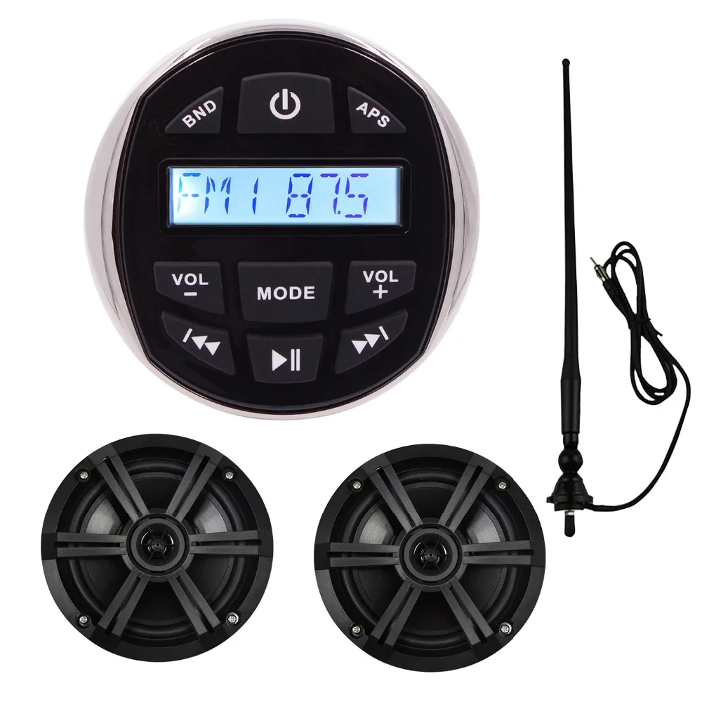 

HASDA Marine Waterproof Stereo Boat Audio Bluetooth Radio FM AM MP3 player + Marine Boat 6.5" 4-Ohm Waterproof Speakers+ Antenna