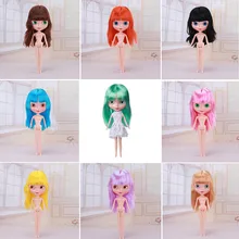 Mini Blyth Doll With Pink/Black/Brown Wigs Hairstyle Nude Doll Joint Body Fashion Girl Toys 30cm Height Doll toy gift free shipping 30cm doll 1 6 nude factory blyth doll 230bl1319 mint straight hair white skin joint body neo