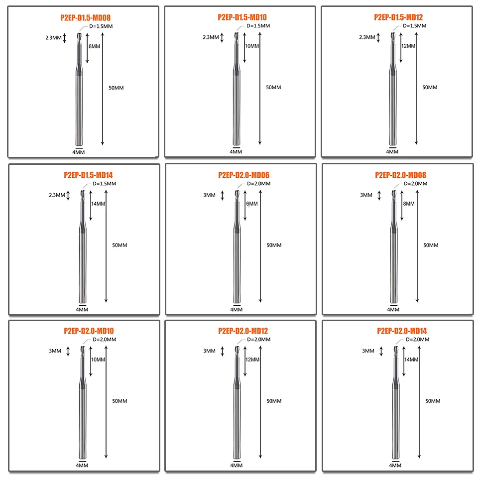 1 шт. 2 флейты cabide Концевая фреза d0.5-d2.0 для глубоких пазов фрезерные формы для изготовления длинных концевых фрез с ЧПУ Фрезерные фрезы торцевые фрезы