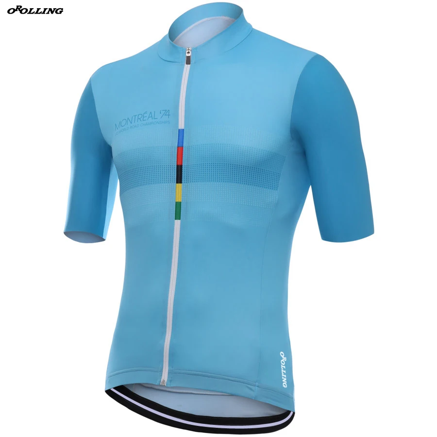 Light Blue New 2018 Classical Champion Team Colors Lines Cycling Jersey