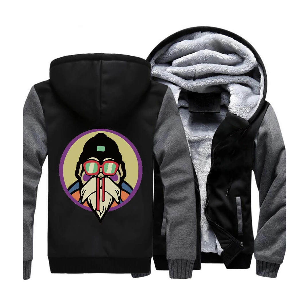Japan Anime Dragon Ball Streetwear Hoodies Master Roshi Cartoon Sweatshirt Men Winter Fleece Thick Jacket Sportswear Coat Hoodie